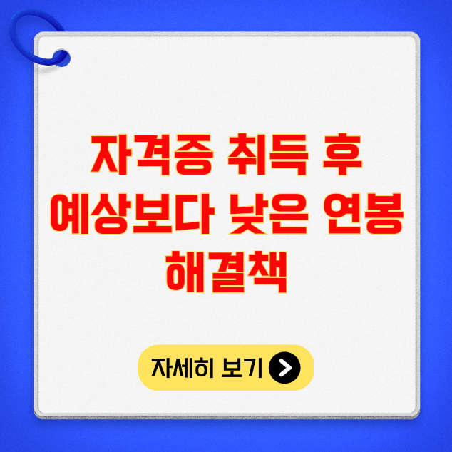 자격증 취득 후 예상보다 낮은 연봉 해결책 자격증 취득 후 예상보다 낮은 연봉 해결책